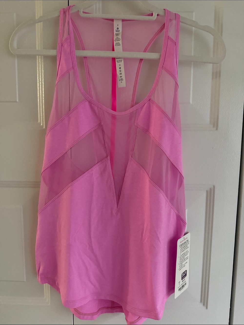 lululemon athletica Pink Mesh Panel Tank Top If You’re Lucky Tank